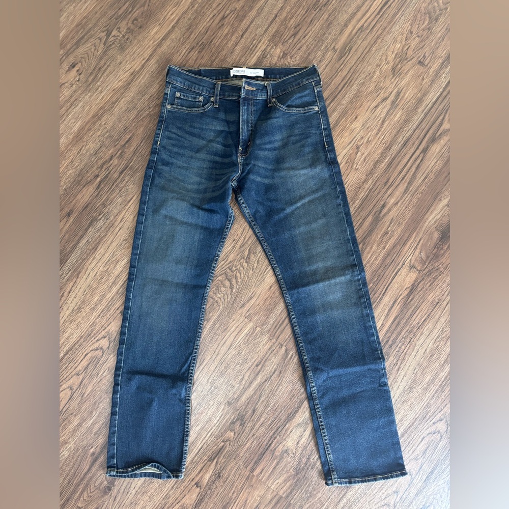 Slim Straight Men's Jeans in Dark Blue — 30x32